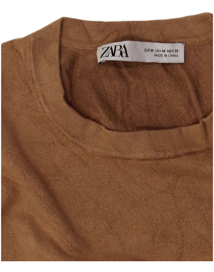 Maglione maglione girocollo da donna Zara UK 12 Marrone medio
