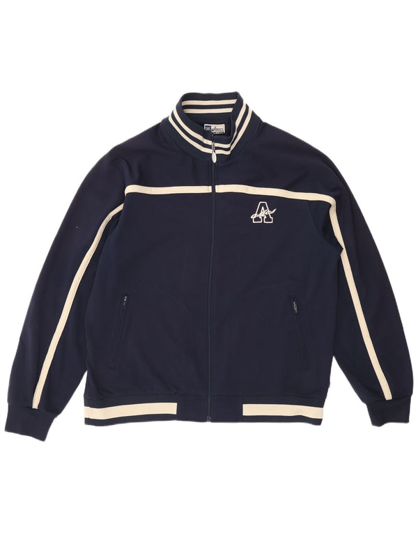 Giacca da ginnastica ASICS da uomo XL in poliestere color block blu navy