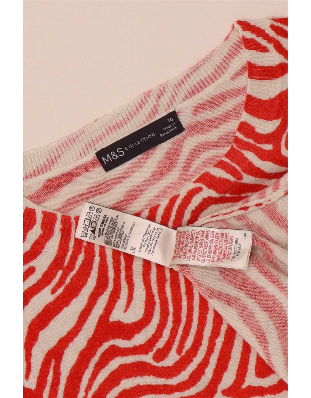 Maglione maglione girocollo da donna Marks & Spencer UK 10 piccolo rosso
