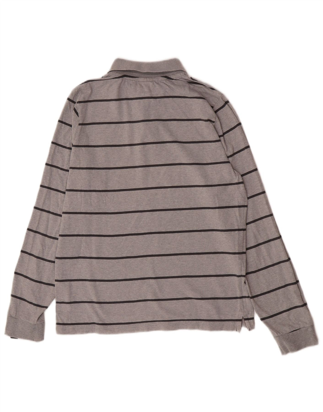 Polo da uomo a maniche lunghe Converse in cotone a righe grigio medio