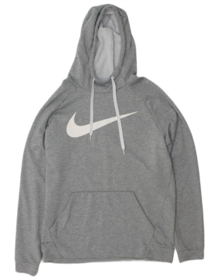 Felpa con cappuccio grafica Nike Dri Fit da uomo, grande, in poliestere chiazzato grigio