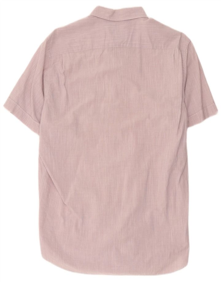 Camicia da uomo a maniche corte Massimo Dutti in cotone gessato rosa medio