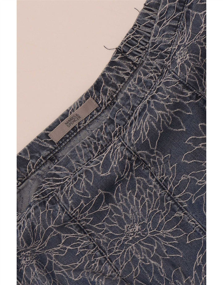 Gonna svasata in denim da donna Marks & Spencer W28 blu medio floreale