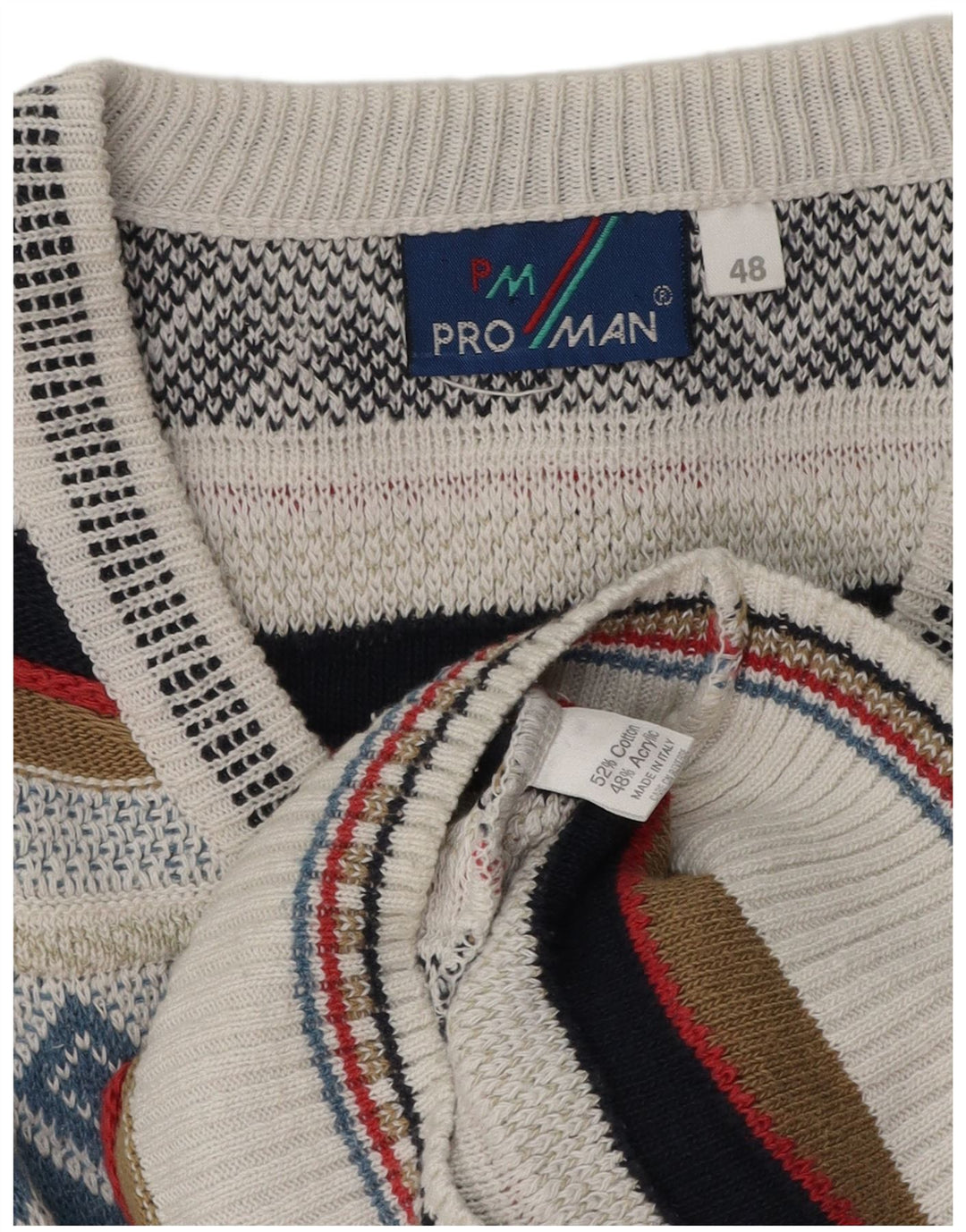 Maglione da uomo con scollo a V VINTAGE IT 48 Fair Isle medio multicolore