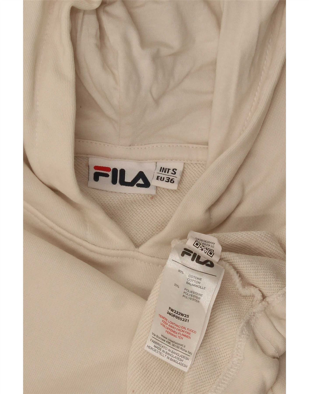 Felpa con cappuccio oversize corta da donna Fila EU 36 Small White Colourblock
