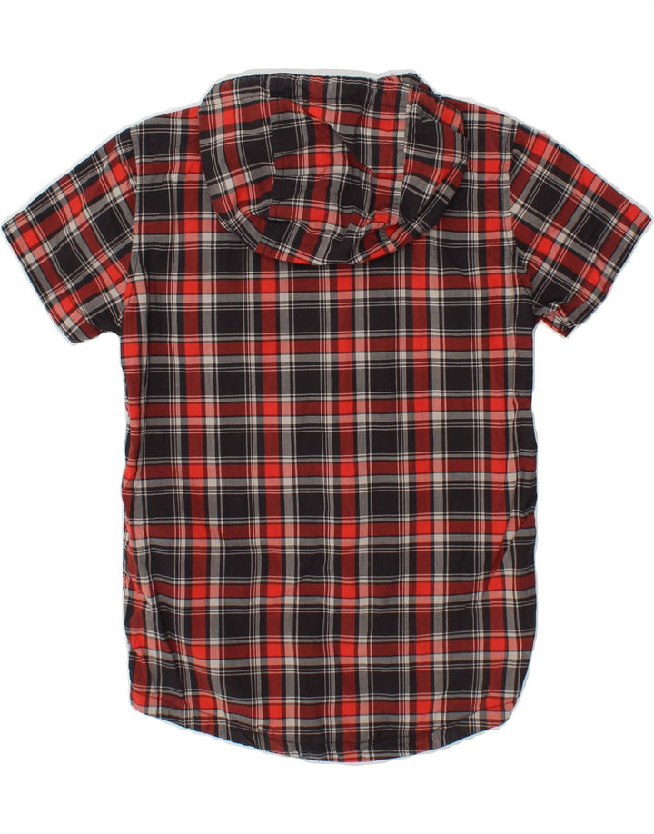 SCORPION BAY Boys Hooded Short Sleeve Shirt 9-10 Years Medium Red Check Vintage Scorpion Bay and Second-Hand Scorpion Bay from Messina Hembry 