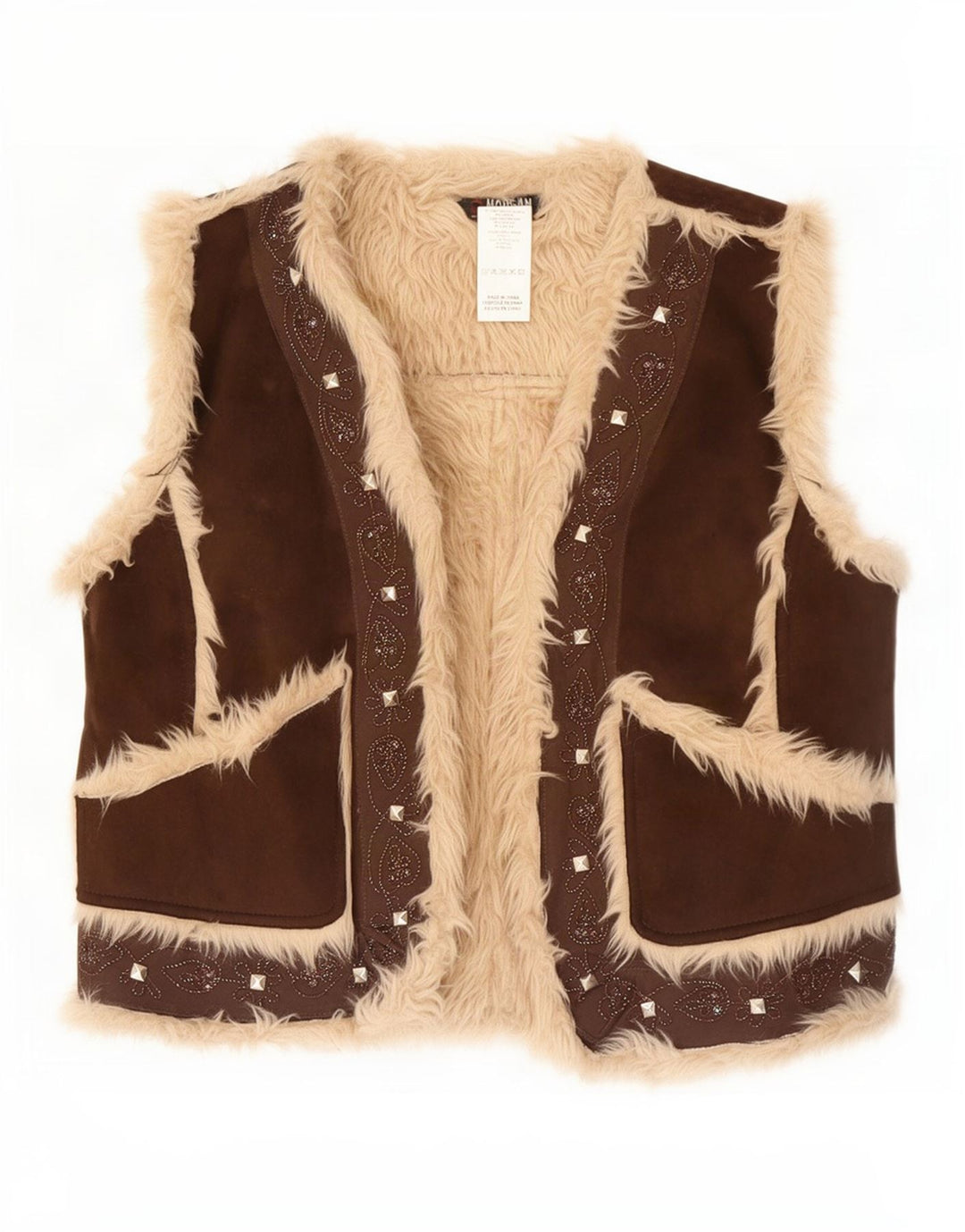Gilet da donna in pelliccia sintetica Morgan EU 40 poliestere marrone medio