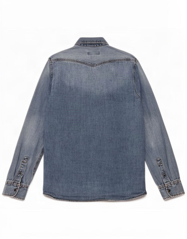 Camicia di jeans slim fit da uomo Mustang in cotone blu medio