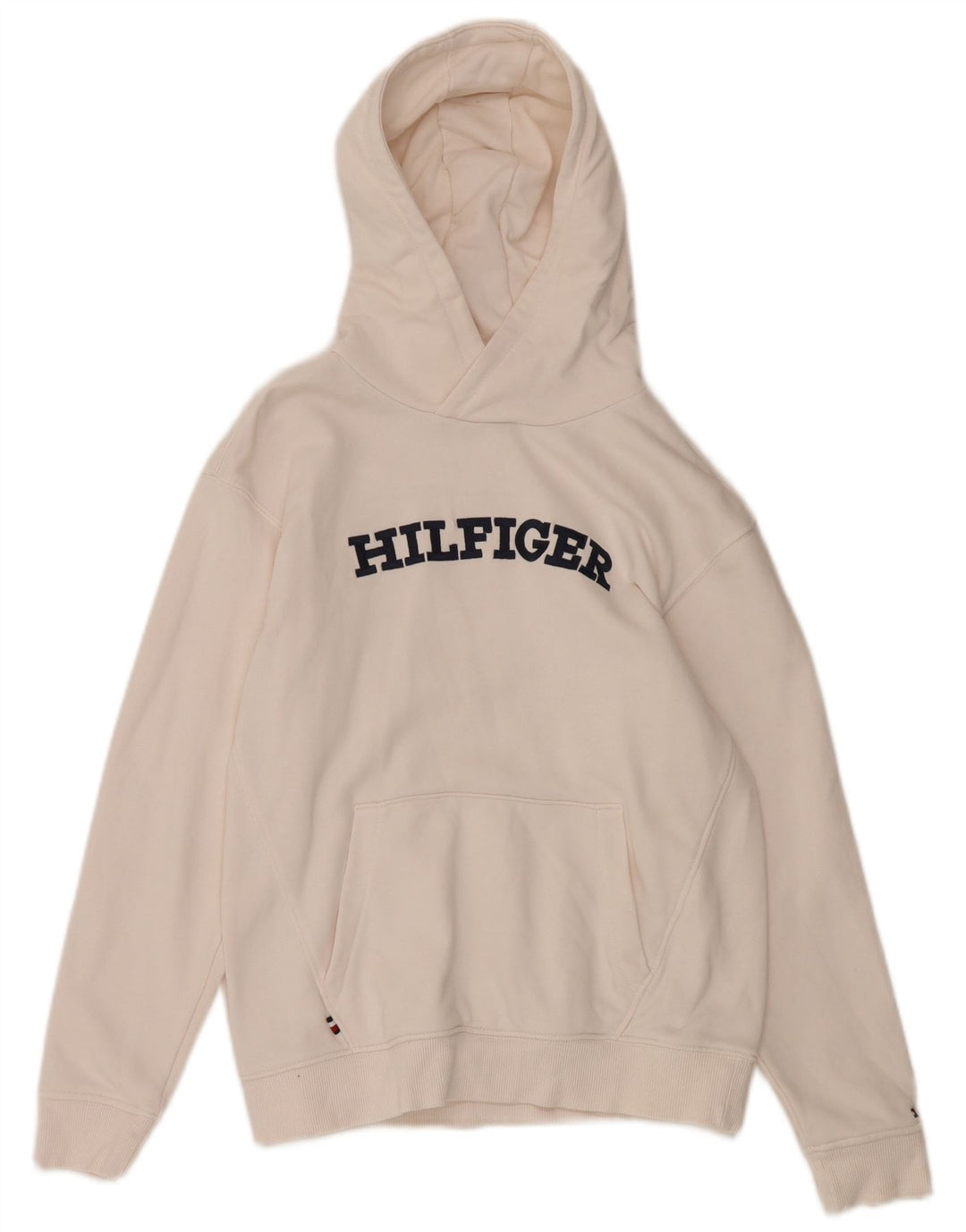 TOMMY HILFIGER Womens Graphic Hoodie Jumper UK 12 Medium White