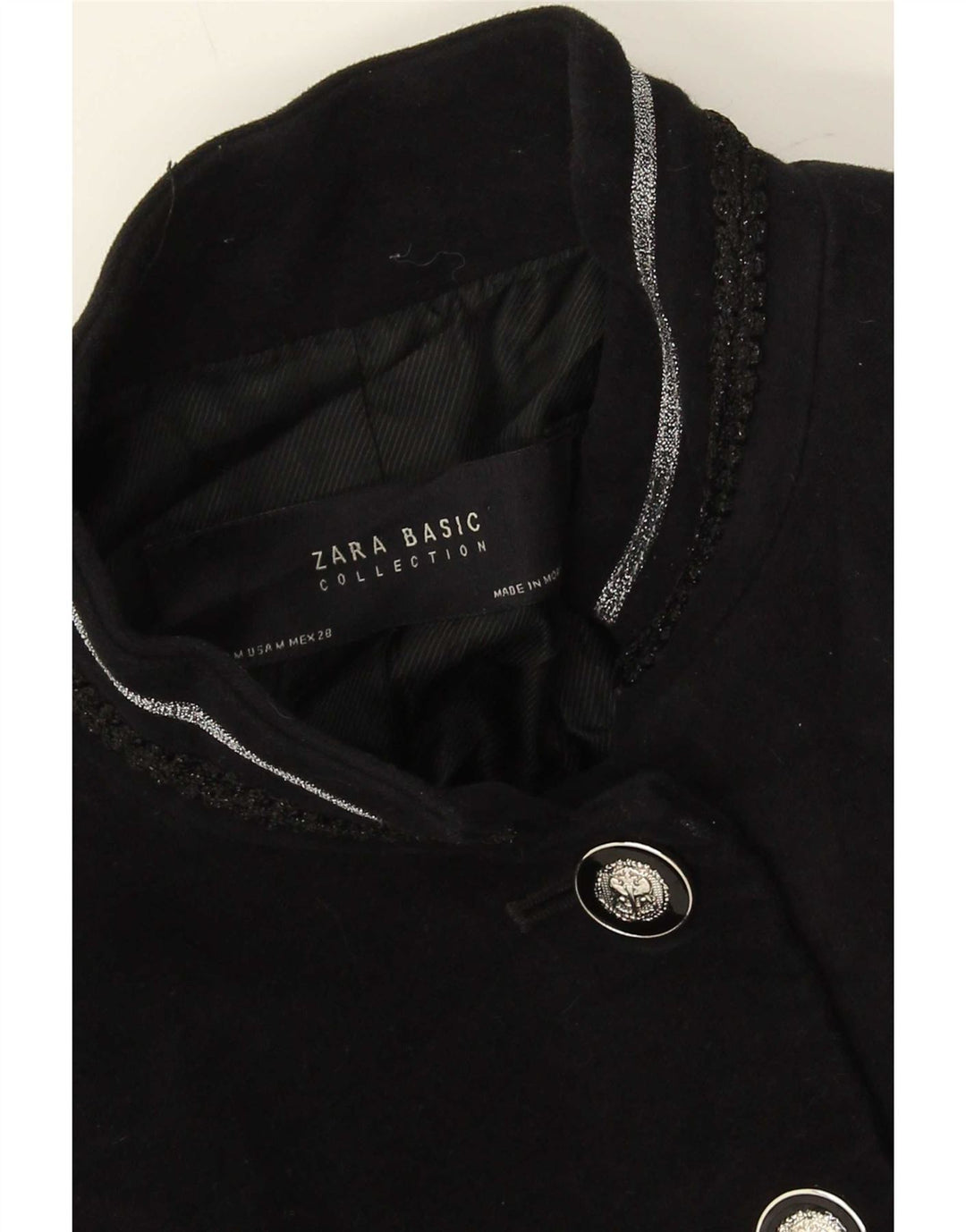 Cappotto Zara da donna UK 12 cotone nero medio