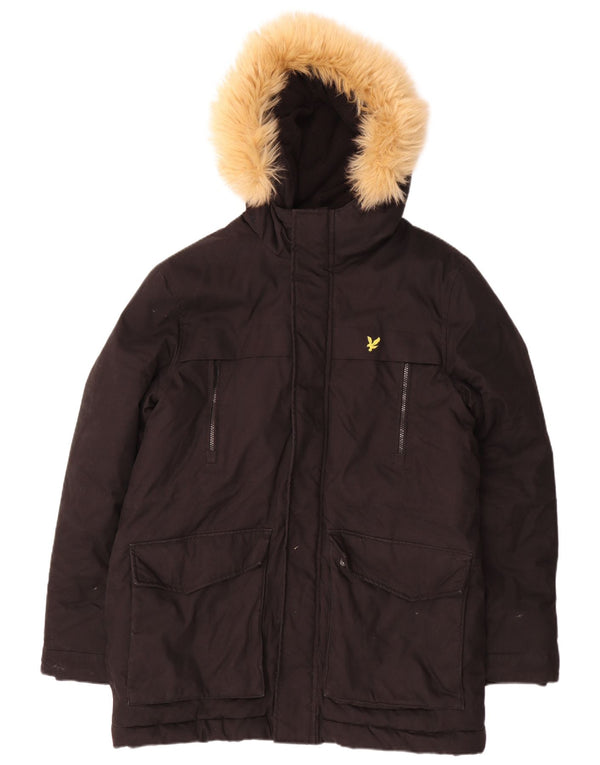 Giacca parka con cappuccio da uomo Lyle & Scott UK 40 grande cotone nero