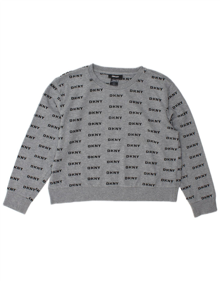 Felpa con grafica corta da donna Dkny UK 14 Cotone grigio medio