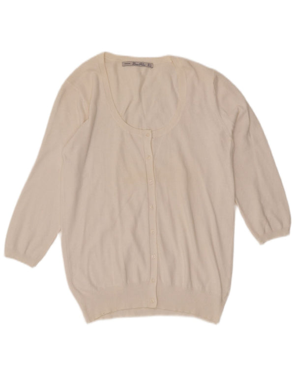 Maglione cardigan con maniche a 3/4 da donna Zara UK 14 grande bianco