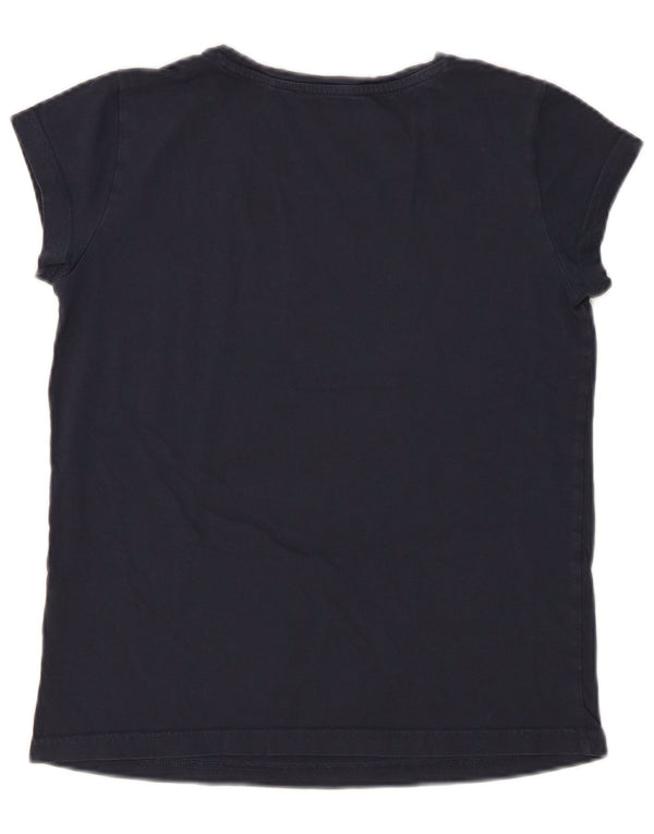 Mustang T-shirt grafica da donna Top UK 10 piccola in cotone blu navy