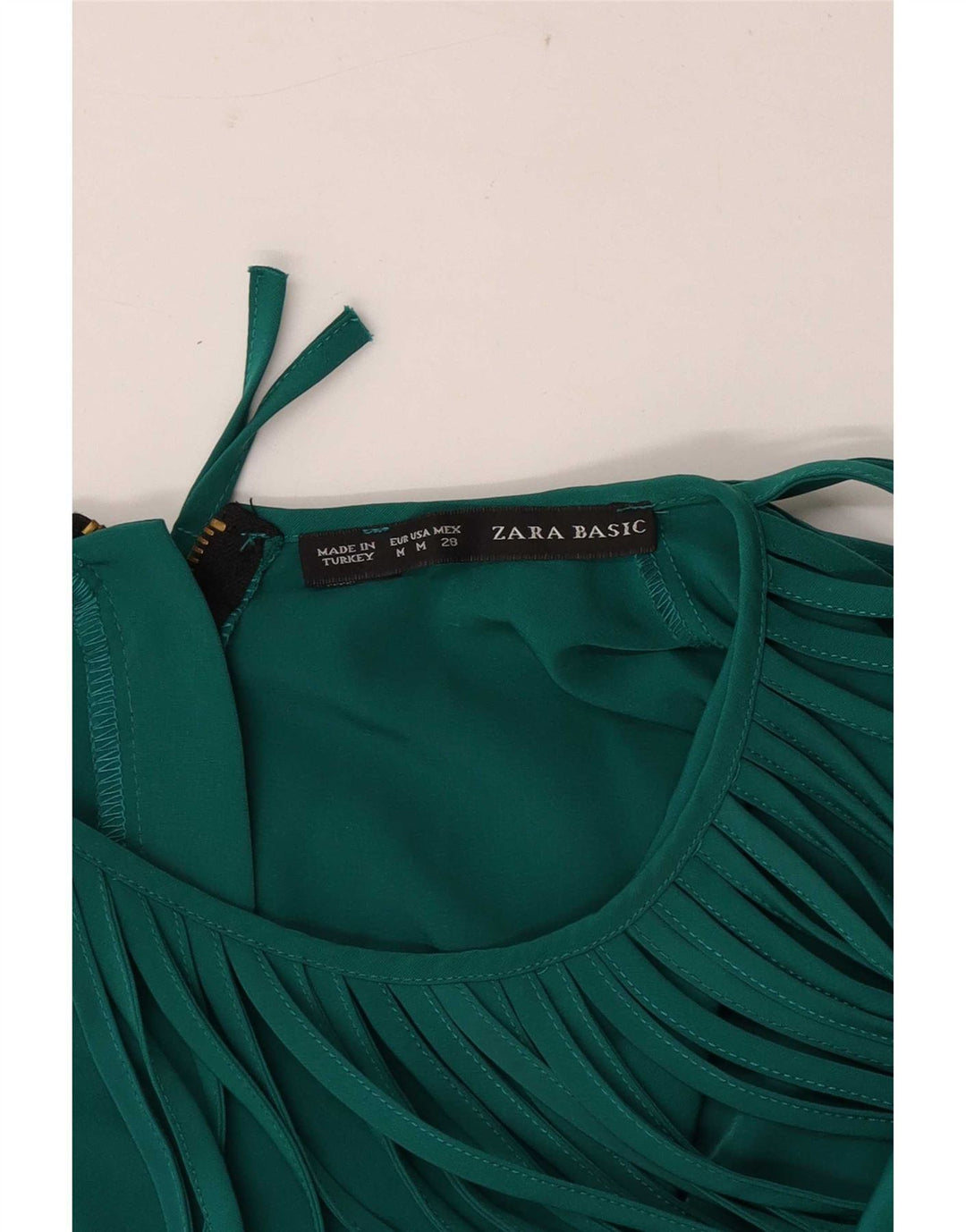 Abito a trapezio senza maniche da donna Zara UK 12 verde medio