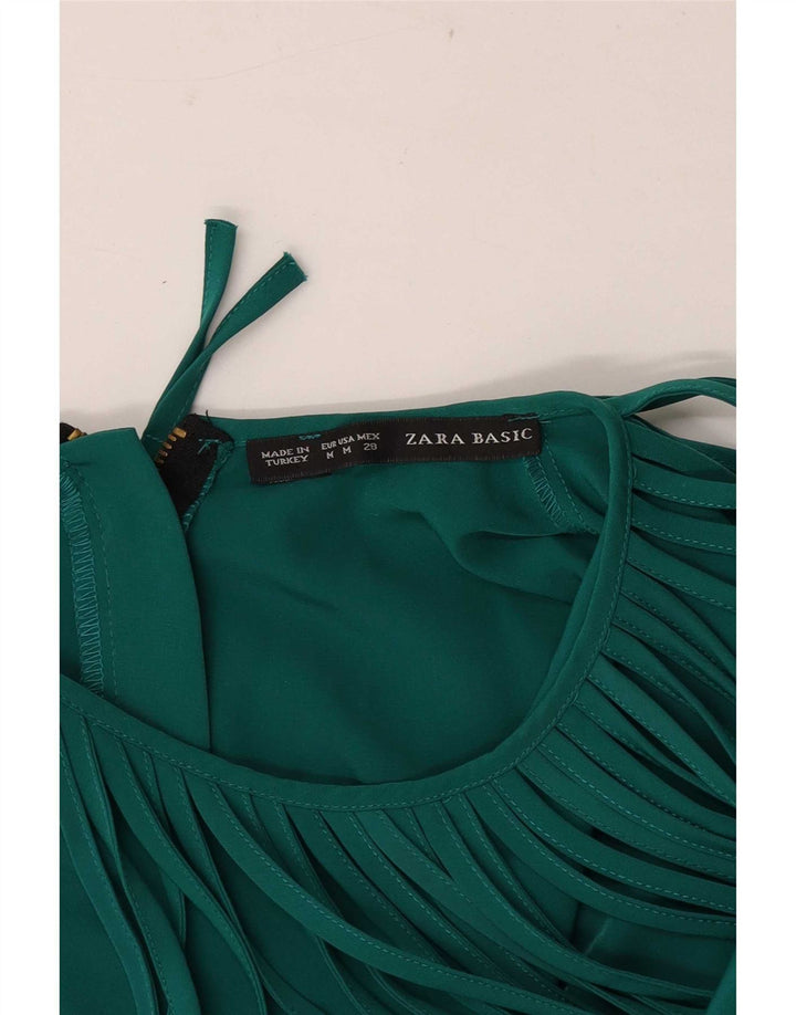 Abito a trapezio senza maniche da donna Zara UK 12 verde medio