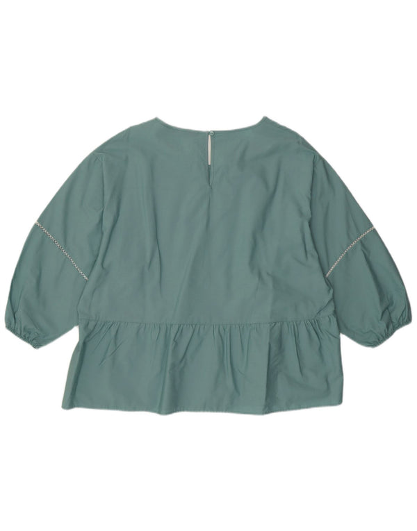 Top camicetta a maniche lunghe da donna Marks & Spencer UK 16 grande cotone verde