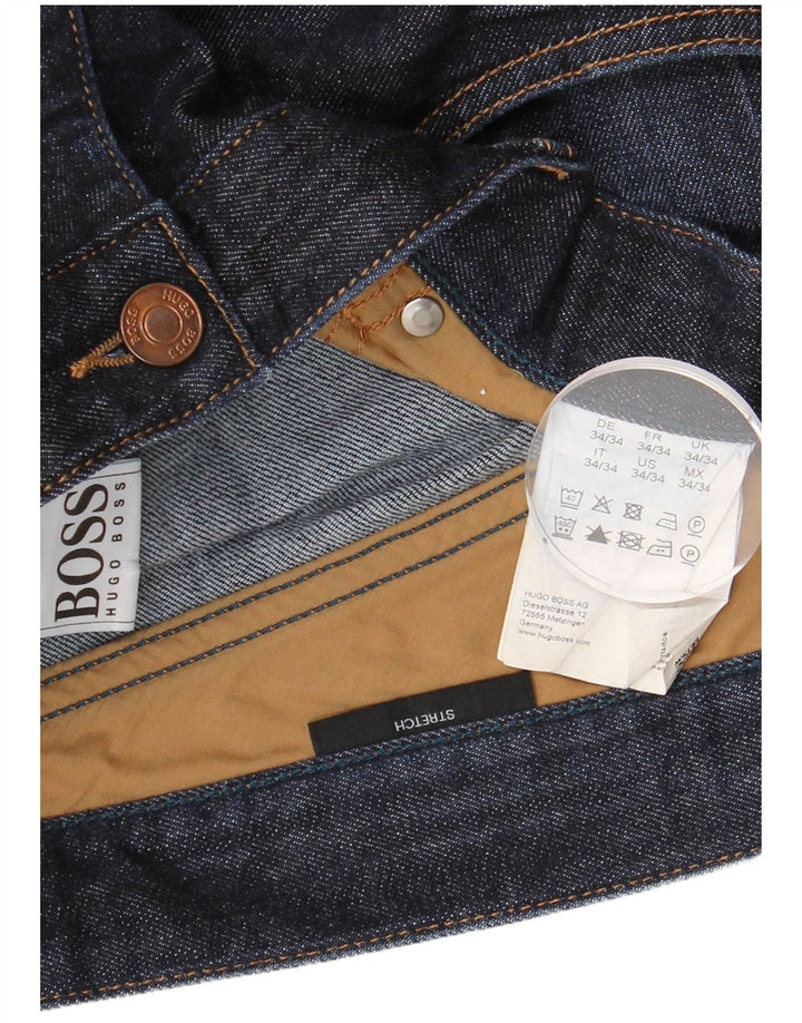Jeans dritti da uomo HUGO BOSS W34 L34 cotone blu navy
