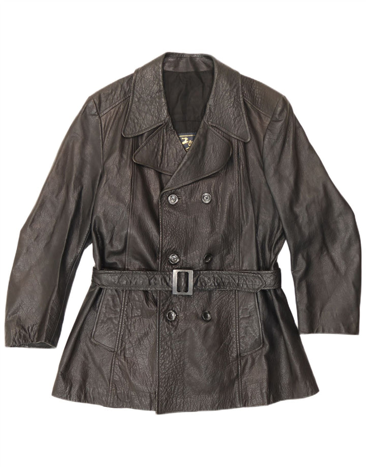 Giacca in pelle doppio petto da uomo Carnaby Street UK 38 media nera