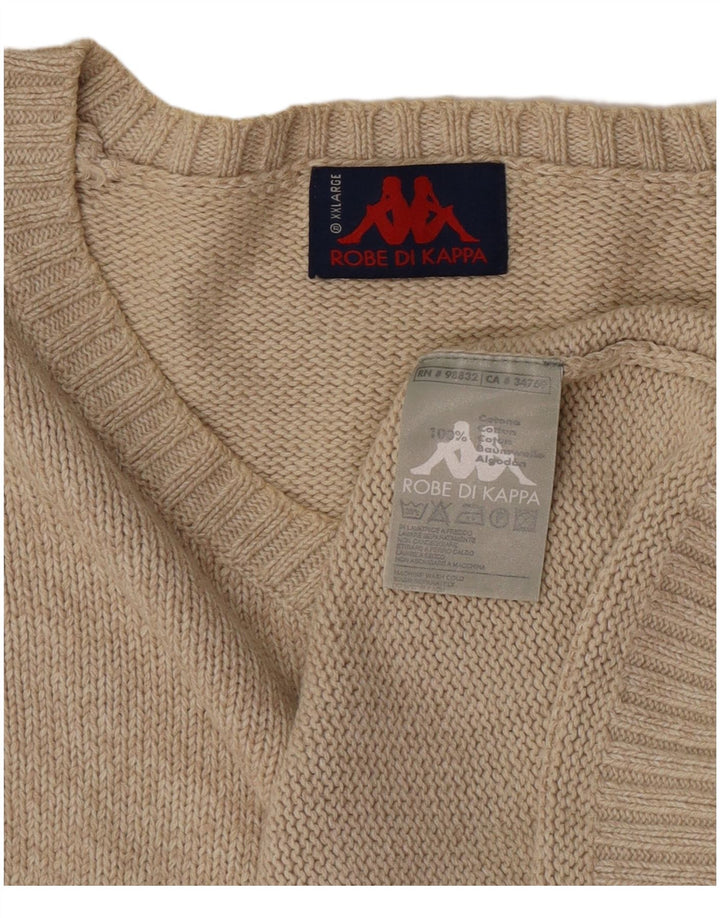 Maglione Kappa da uomo con scollo a V 2XL in cotone beige