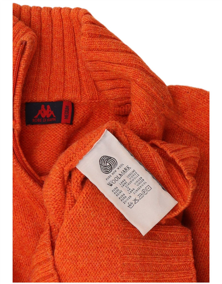 Maglione Kappa da uomo con zip e collo, colore arancione medio, in lana vergine