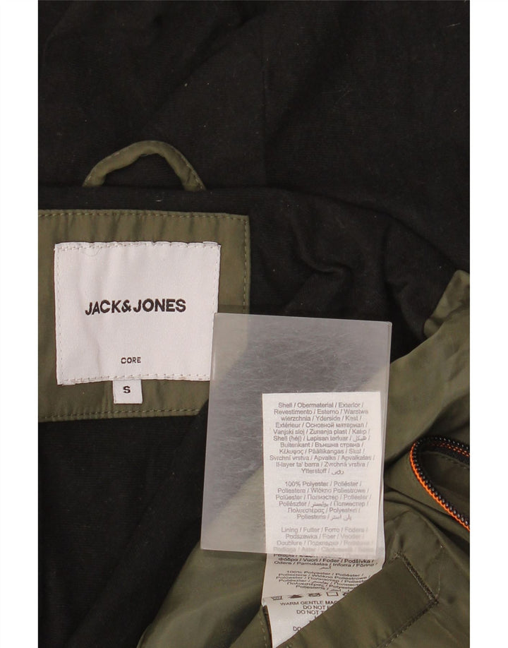 Giacca a vento con cappuccio da uomo Jack & Jones UK 36 Small Poliestere kaki
