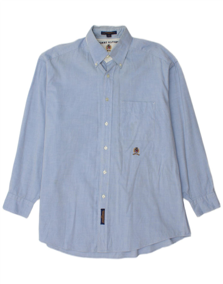 Camicia da uomo Tommy Hilfiger taglia 16 grande cotone blu