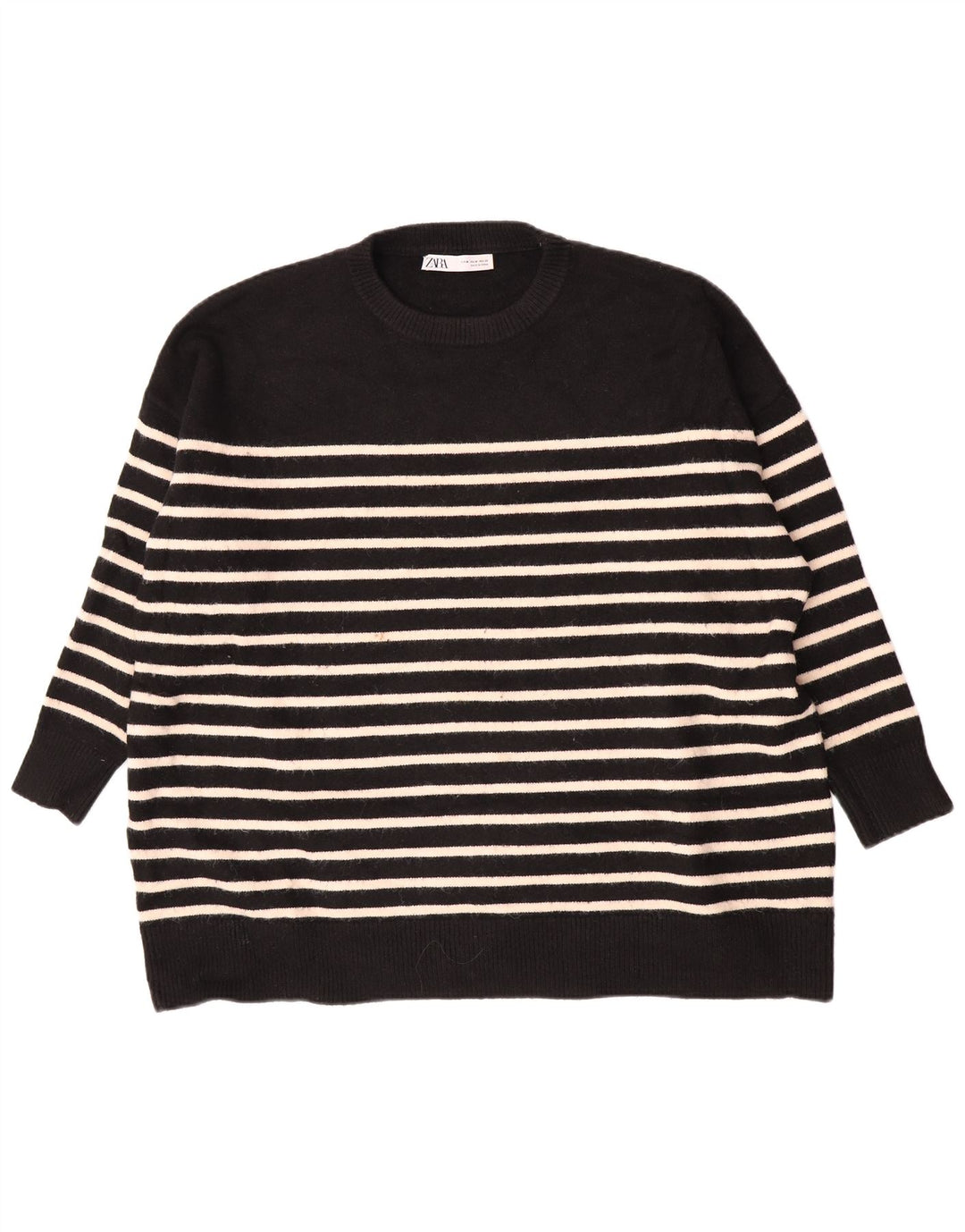Maglione girocollo oversize da donna Zara UK 14 a righe nere medie