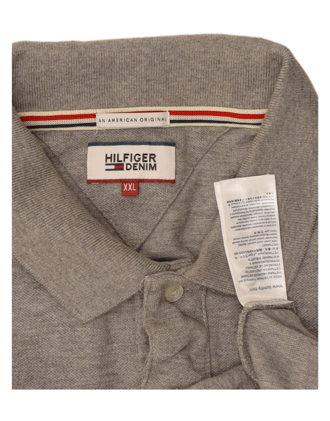 TOMMY HILFIGER Polo da uomo 2XL in cotone grigio