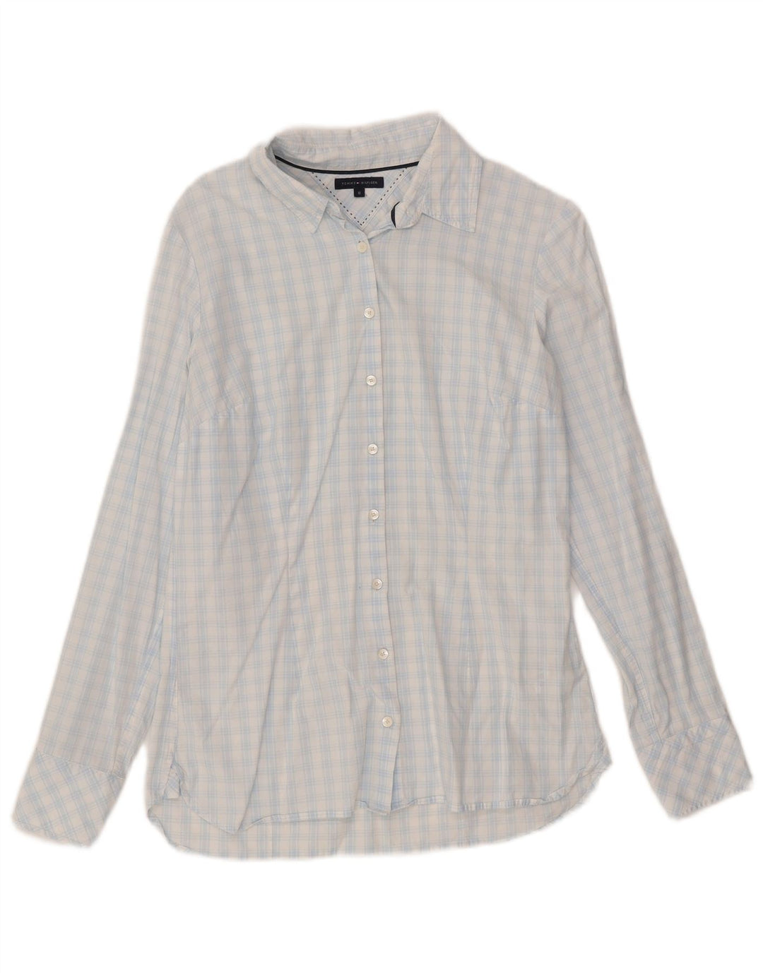 Camicia da donna Tommy Hilfiger US 8 cotone a quadri blu medio