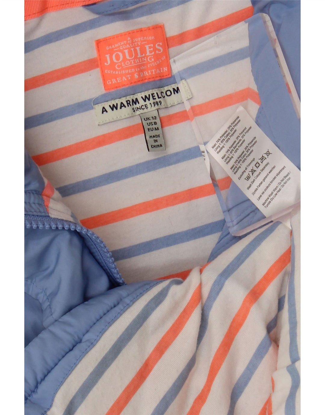 JOULES Womens Padded Gilet UK 12 Medium Blue Polyester