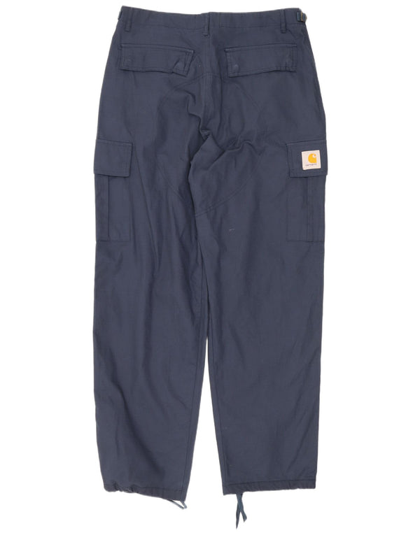 Pantaloni cargo dritti da donna Carhartt grandi W30 L29 cotone blu navy