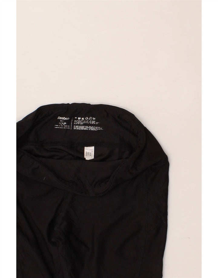 REEBOK Womens Capri Leggings UK 8 Small  Black Polyester Vintage Reebok and Second-Hand Reebok from Messina Hembry 