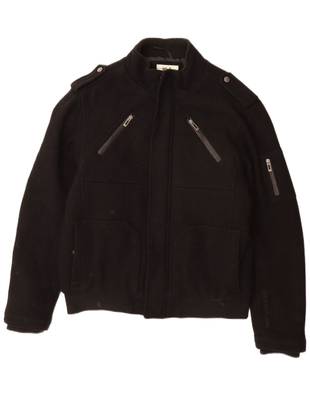 ANGELO LITRICO Giubbotto bomber militare da uomo UK 42 XL Lana nera