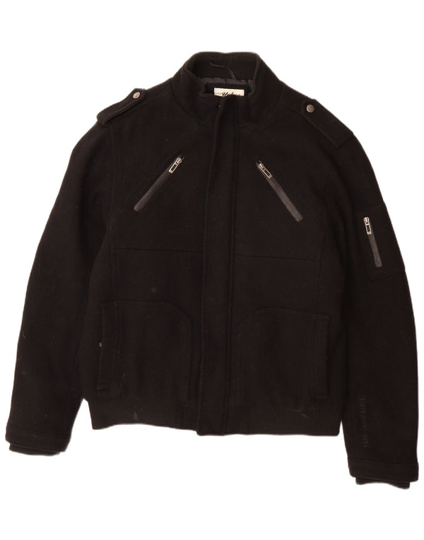 ANGELO LITRICO Giubbotto bomber militare da uomo UK 42 XL Lana nera