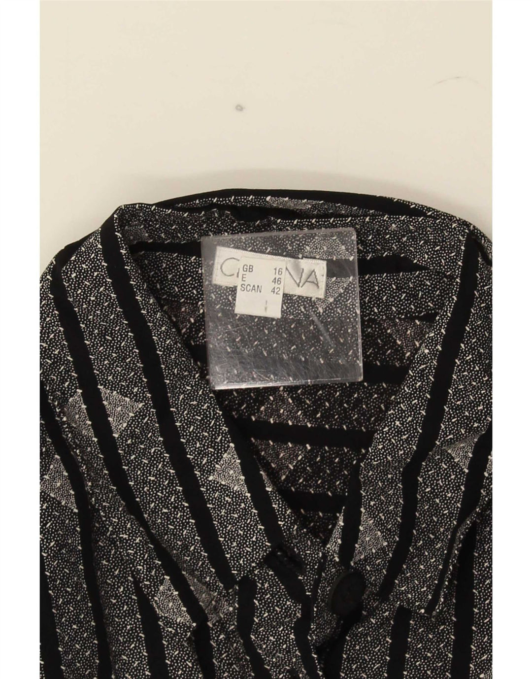 Camicia vintage da donna UK 16 a righe nere grandi