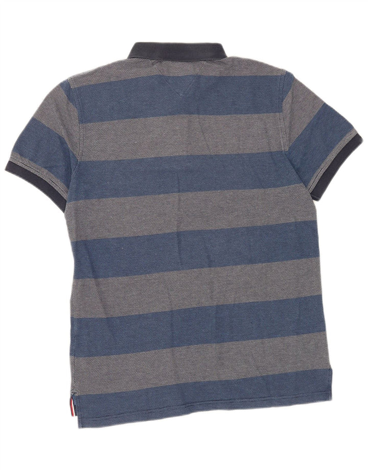 Polo da uomo Tommy Hilfiger Regular Fit in cotone a righe blu medio
