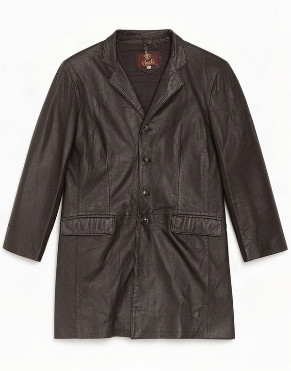 Heeli Cappotto in pelle da uomo UK 40 Large Nero