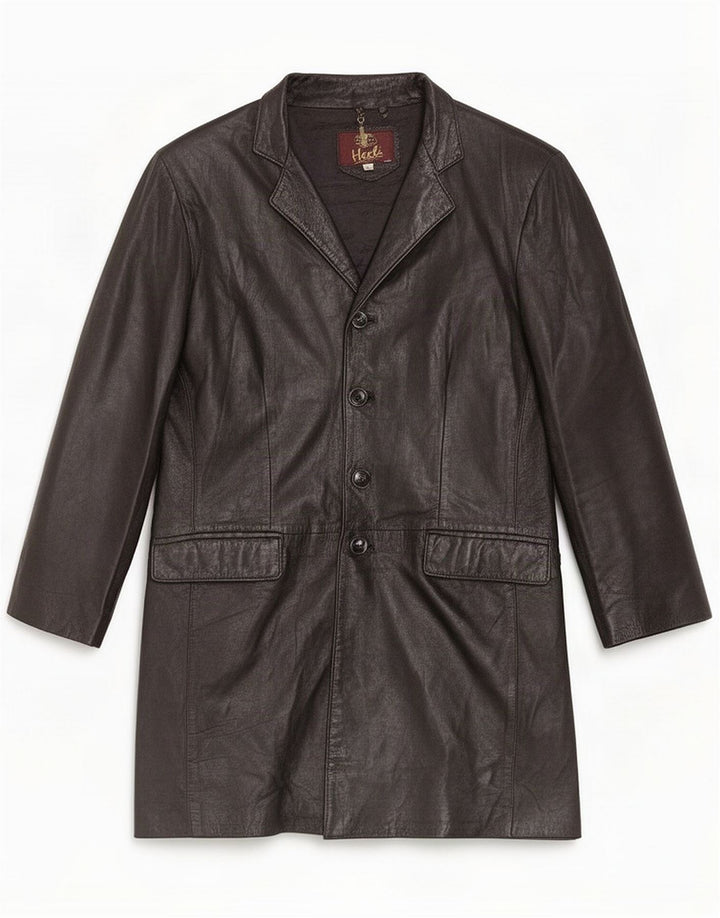 Heeli Cappotto in pelle da uomo UK 40 Large Nero