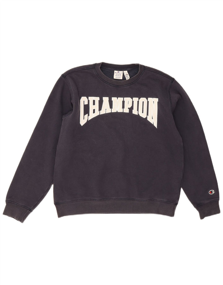 Felpa grafica da uomo Champion Felpa media in cotone blu navy