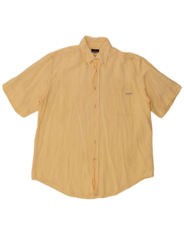 Camicia Trussardi Uomo Manica Corta XL Cotone Rigato Giallo