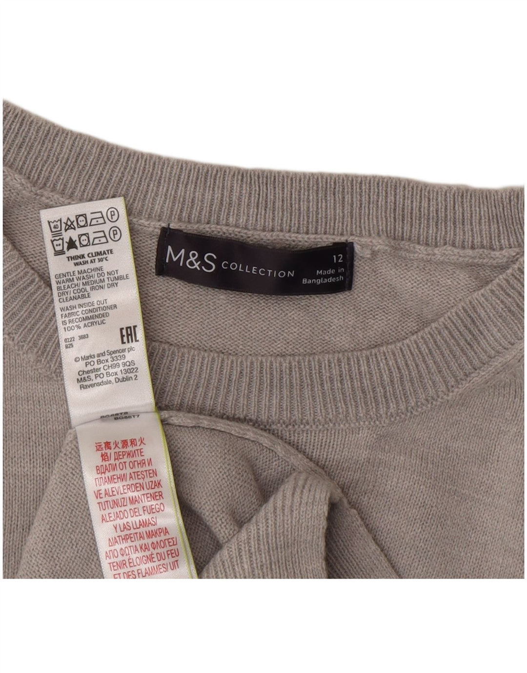 Maglione maglione girocollo con grafica da donna Marks & Spencer UK 12 Grigio medio