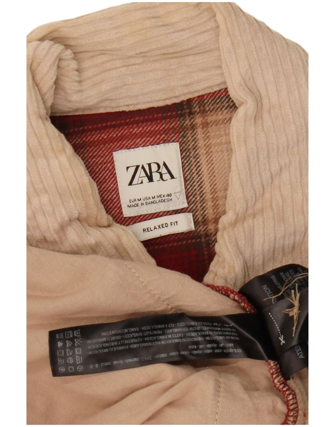 Zara Uomo Overshirt Camicia in flanella dalla vestibilità comoda Cotone a quadri rosso medio