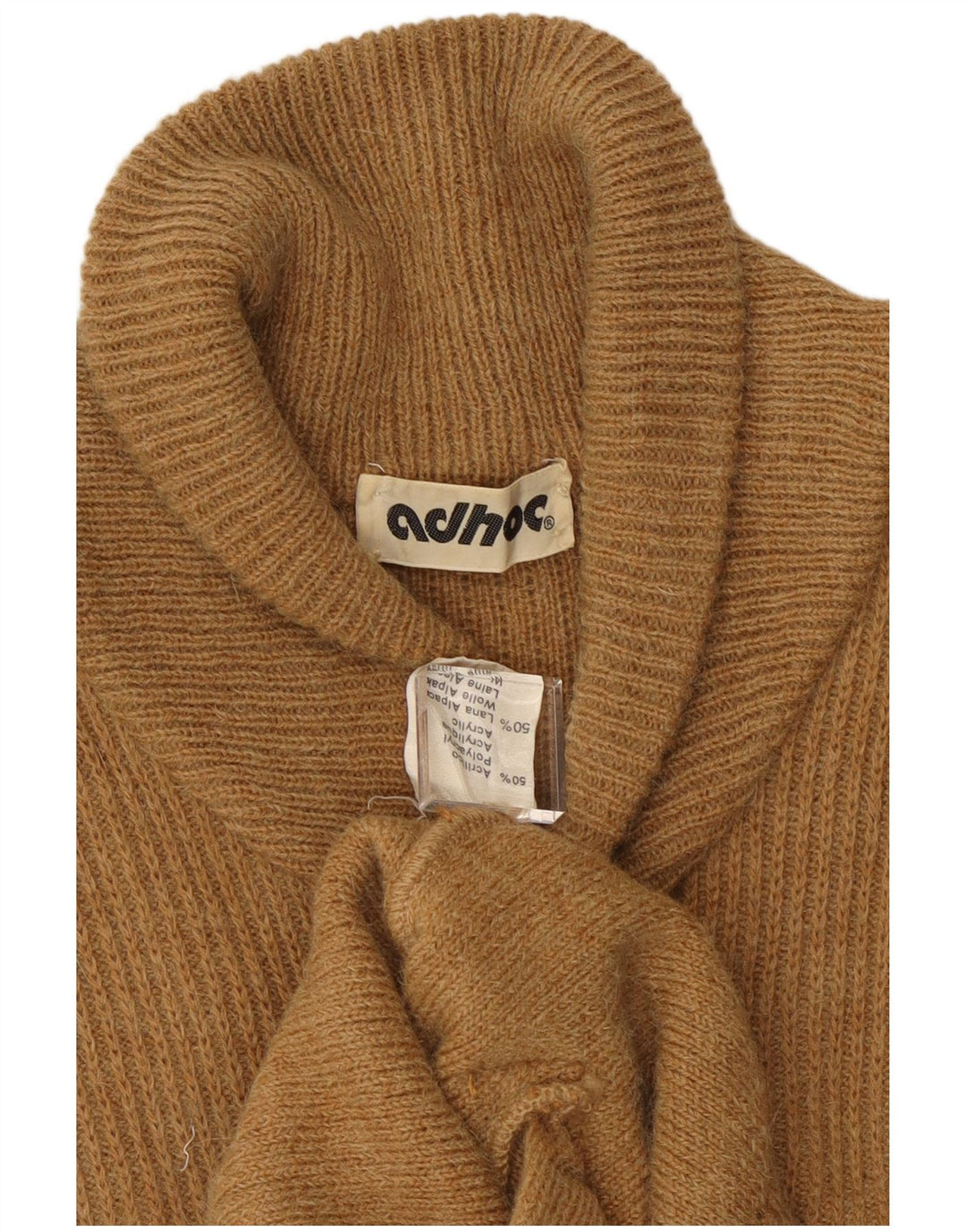 Maglione cardigan da uomo vintage in acrilico color block beige medio