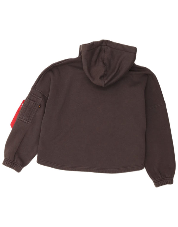 Felpa con cappuccio oversize corta da donna Alpha Industries UK 10 piccola grigia
