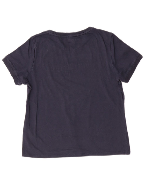 T-shirt grafica da donna Tommy Hilfiger Top UK 14 cotone blu navy medio