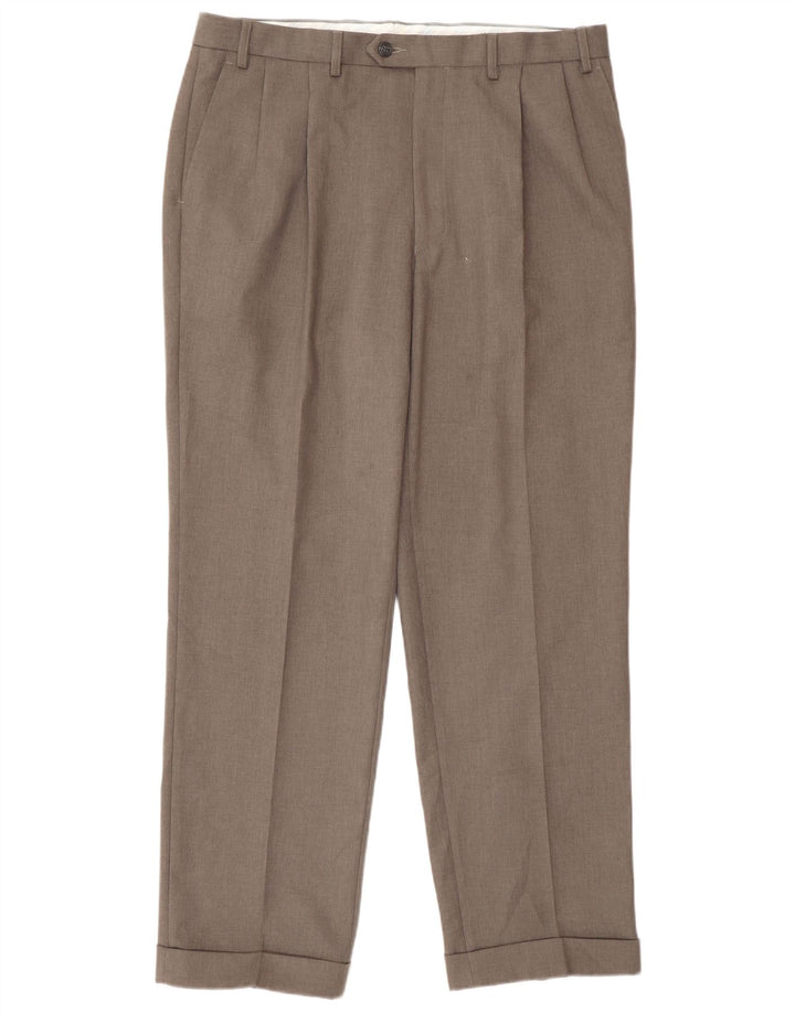 Pantaloni da abito con pegging da uomo Marks & Spencer W36 L31 poliestere grigio