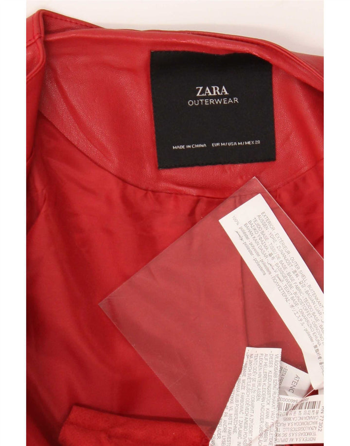 Giacca corta da donna in ecopelle Zara da donna UK 12 poliestere rosso medio