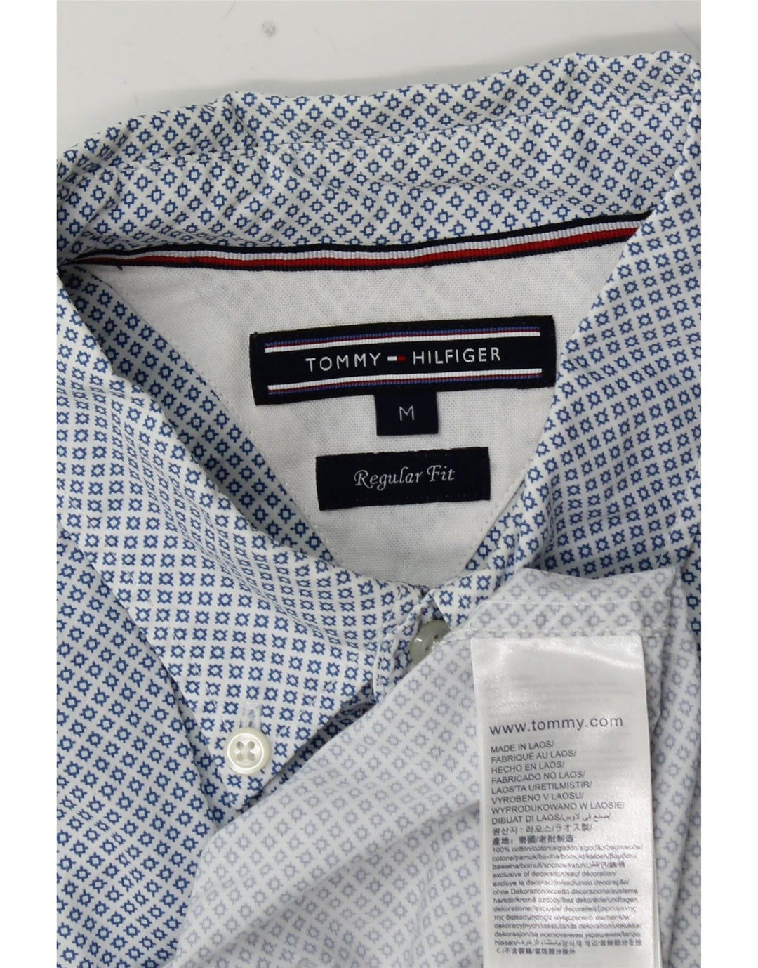 TOMMY HILFIGER Camicia da uomo vestibilità regolare in cotone maculato blu medio