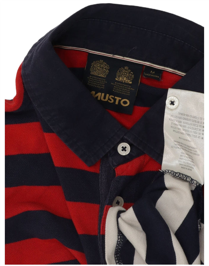 Polo da uomo MUSTO in cotone a righe medie blu navy